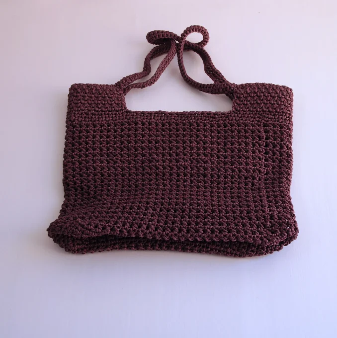 Sac cabas femme au crochet fait main marron chocolat