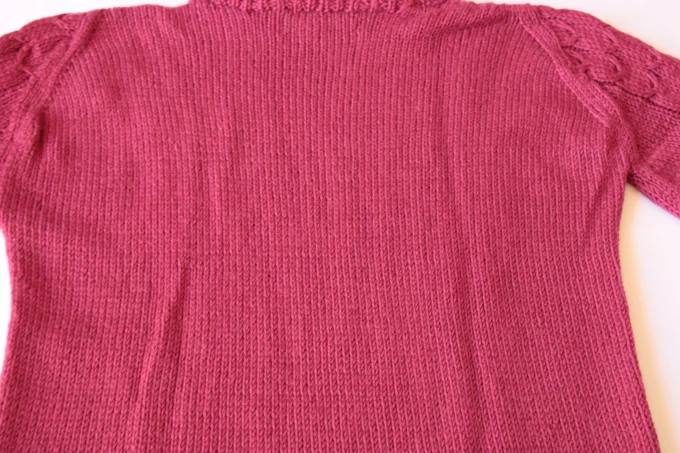 Pull femme rouge framboise fait main mérinos cachemire Inacio Creations M 38/40