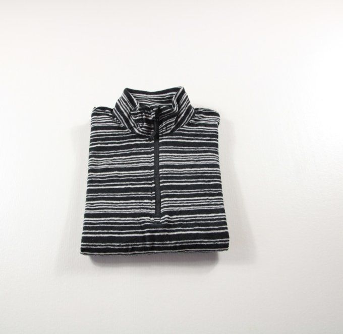 Polaire femme Eddie Bauer rayée noir et gris – taille S