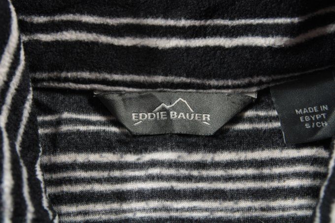 Polaire femme Eddie Bauer rayée noir et gris – taille S