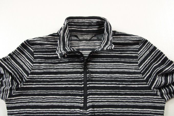 Polaire femme Eddie Bauer rayée noir et gris – taille S