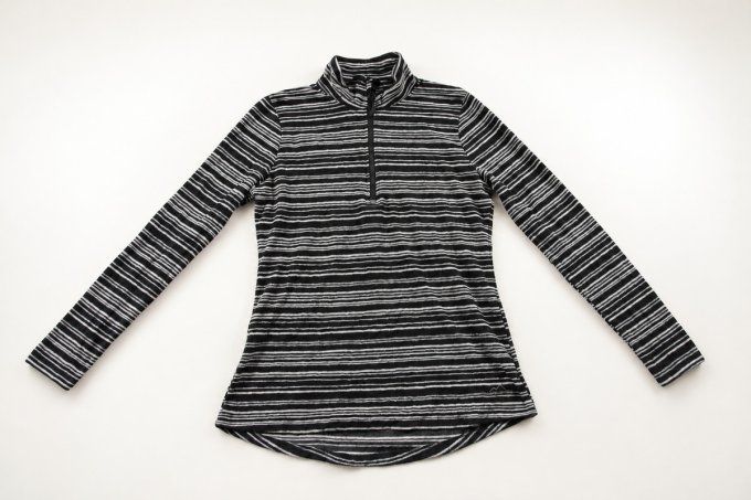 Polaire femme Eddie Bauer rayée noir et gris – taille S