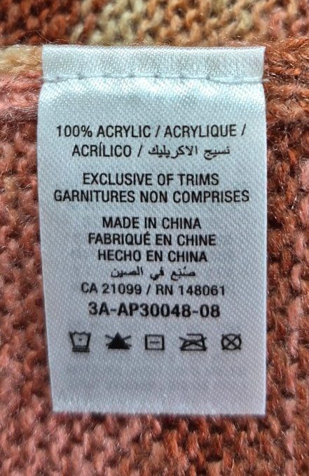 Pull sans manches maille rayée rose beige Ardene XL