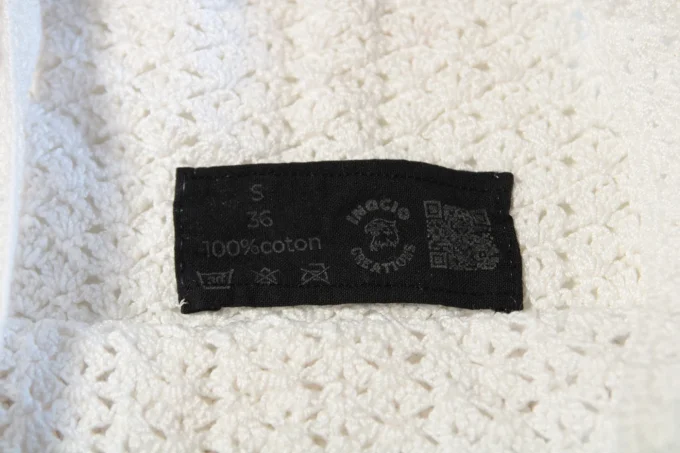 Débardeur femme écru en maille ajourée effet crochet – 100 % coton – S/36