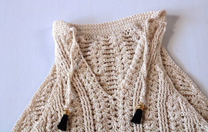 Top dos nu crochet beige Inacio Creations M 38-40