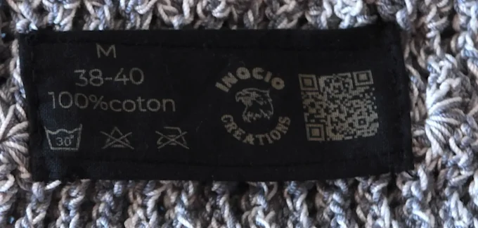 Top dos nu crochet gris chiné 100% coton fait main M 38-40