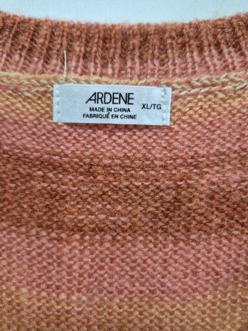 Pull sans manches maille rayée rose beige Ardene XL