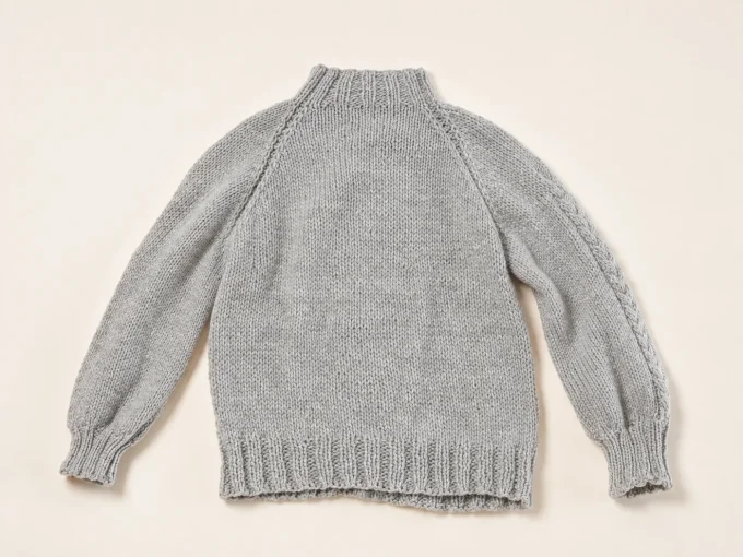 Gilet femme gris fait main zippé – col montant et torsades