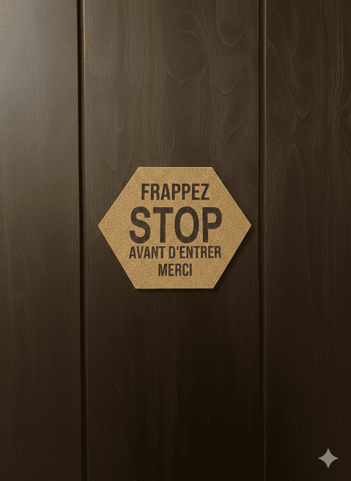 Sticker / plaque de porte en liège hexagonal  