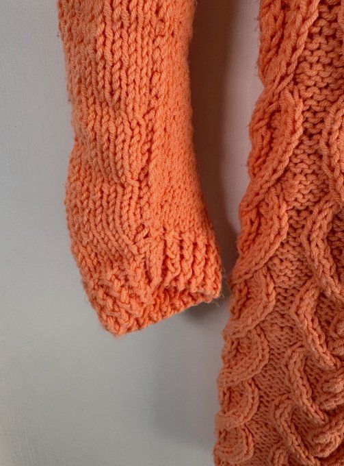 Pull long femme corail fait main 100% coton Inacio Creations M 40