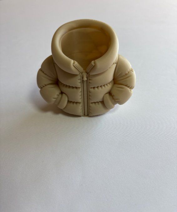 Pot à crayons doudoune beige imprimé 3D