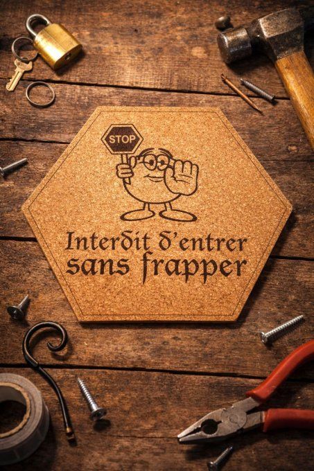 Sticker / plaque de porte en liège hexagonal  