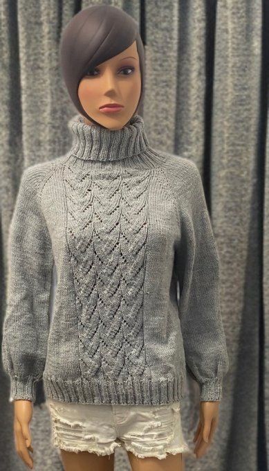 Pull gris col roulé