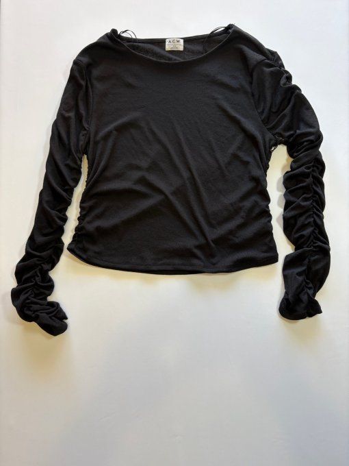  Top femme noir manches longues froncées Ardene XL