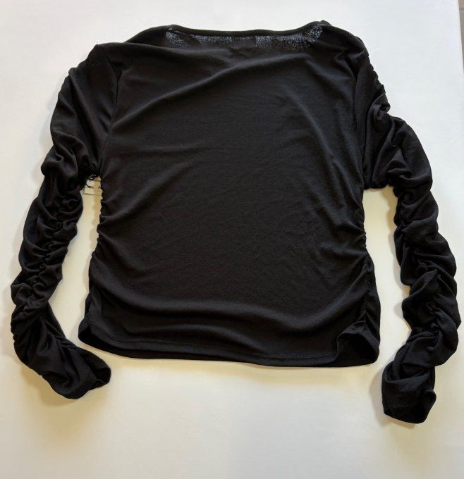  Top femme noir manches longues froncées Ardene XL