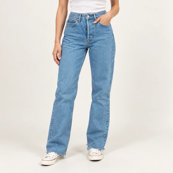 Jean Levi’s Premium Ribcage Straight Ankle bleu W23 L27 vue de face