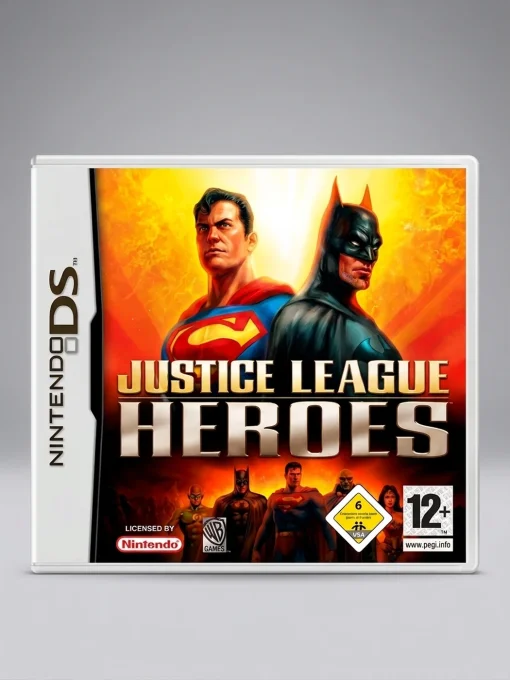 Jaquette officielle du jeu vidéo Justice League Heroes sur Nintendo DS mettant en scène Superman et
