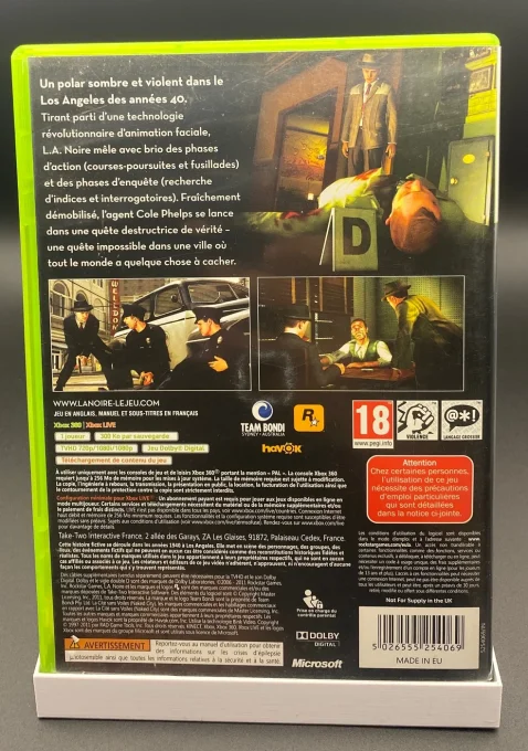 L.A. Noire Xbox 360 — jeu d’enquête d’occasion
