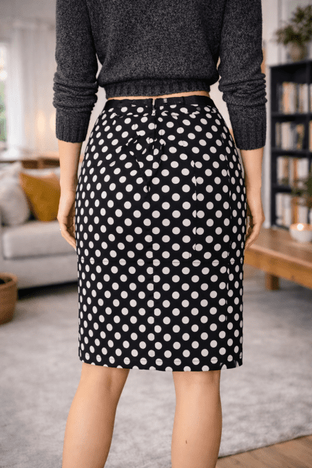 Jupe élégante à pois – effet portefeuille drapé – Rinascimento – L