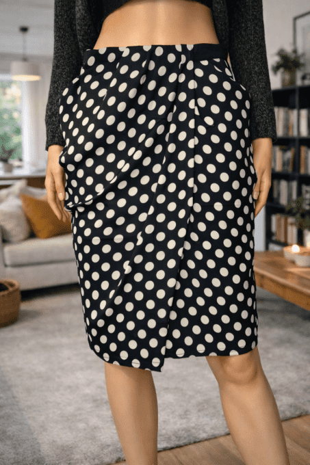 Jupe élégante à pois – effet portefeuille drapé – Rinascimento – L