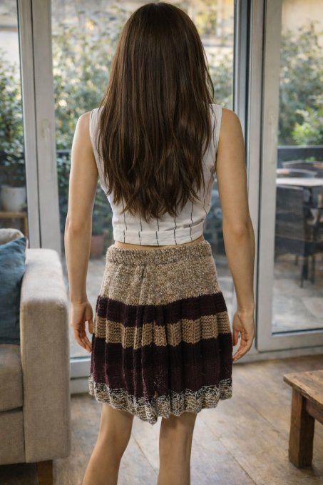 Jupe en laine fait main rayée, tons chauds — Inacio Creations