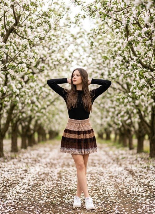 Jupe en laine fait main rayée, tons chauds — Inacio Creations