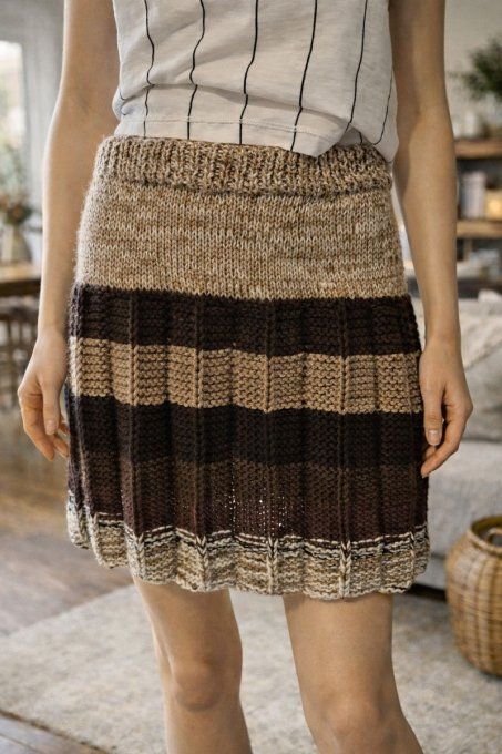 Jupe en laine fait main rayée, tons chauds — Inacio Creations