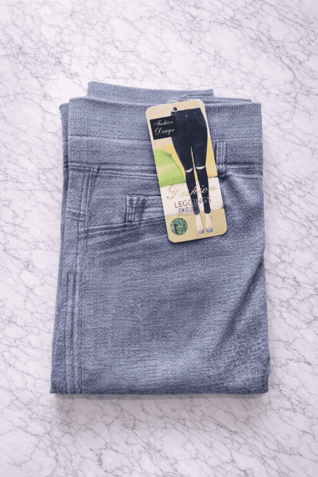 Legging effet jean à découpes genoux, signature urbaine, taille unique