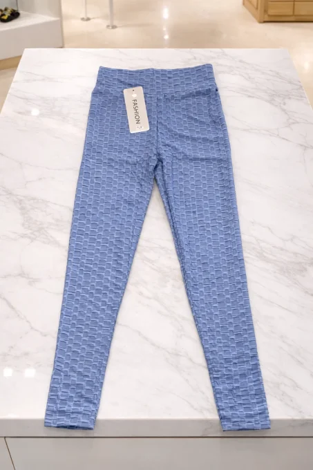 Legging femme gaufré taille haute effet nid d’abeille