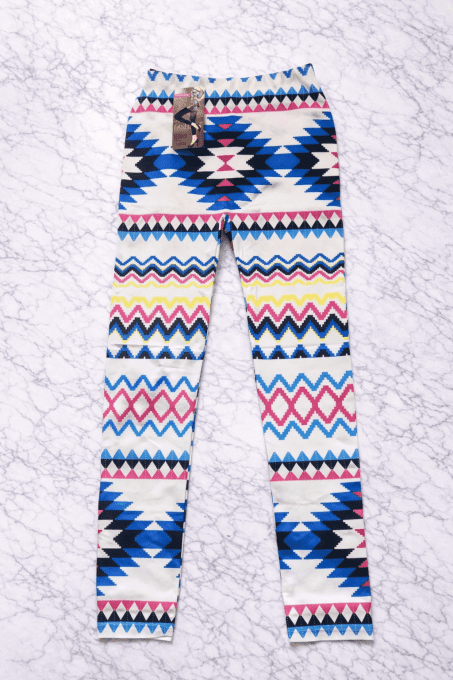 Legging graphique multicolore, taille haute, taille unique