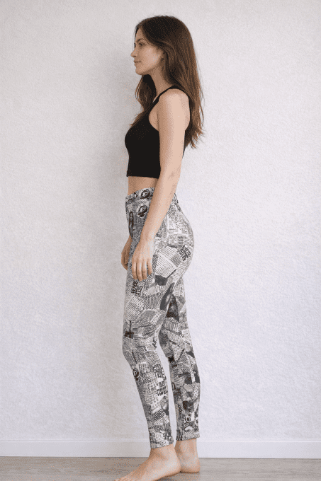 Legging imprimé noir et blanc taille unique