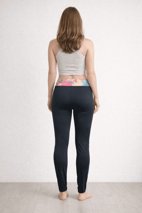 Legging noir à empiècements tie-dye, taille haute, 6 coloris