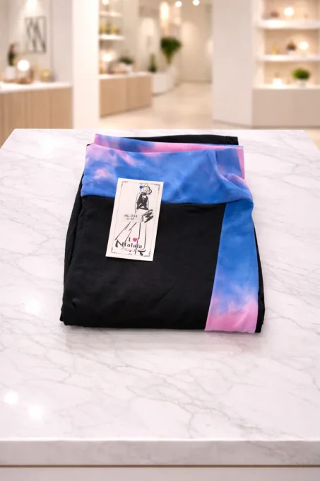 Legging femme noir taille haute à empiècements tie-dye
