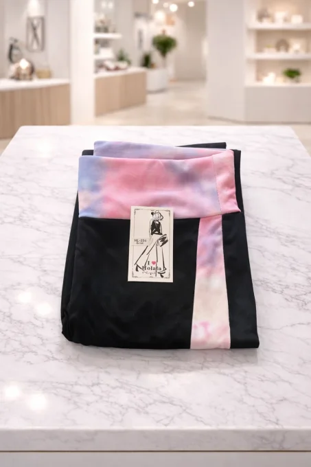 Legging femme noir taille haute à empiècements tie-dye