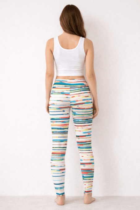 Legging taille haute imprimé multicolore graphique – taille unique