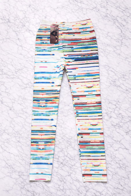 Legging taille haute imprimé multicolore graphique – taille unique