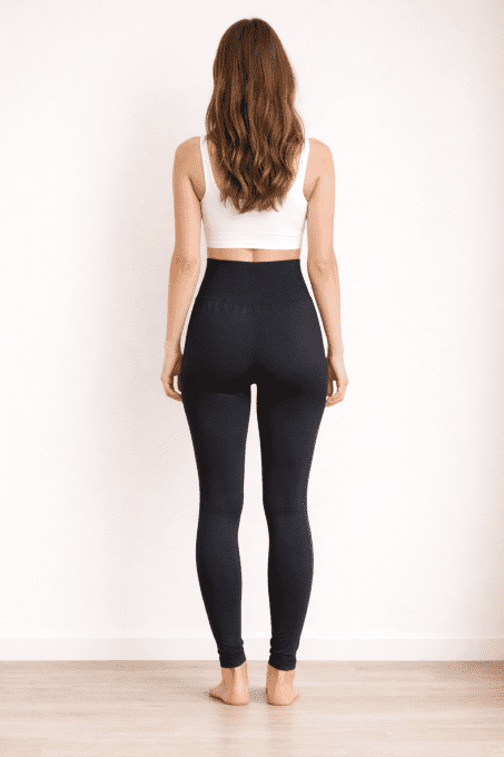 Legging taille haute noir sans couture silhouette lisse