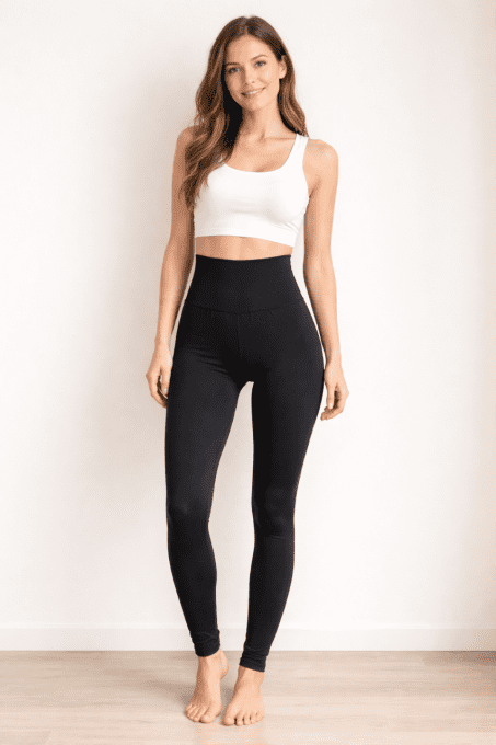 Legging taille haute noir sans couture silhouette lisse