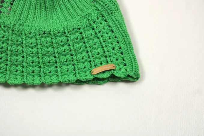 Top crochet vert 100% coton fait main M