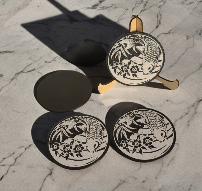 Lot de 4 sous-verres Koi – design moderne en PLA