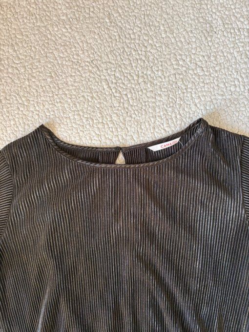 Top plissé noir brillant à nouer Camaieu M