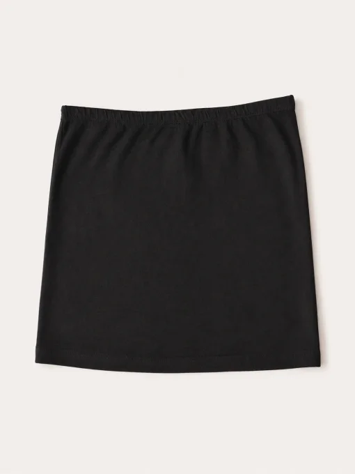 Mini-jupe tube noire en jersey de coton stretch – taille M