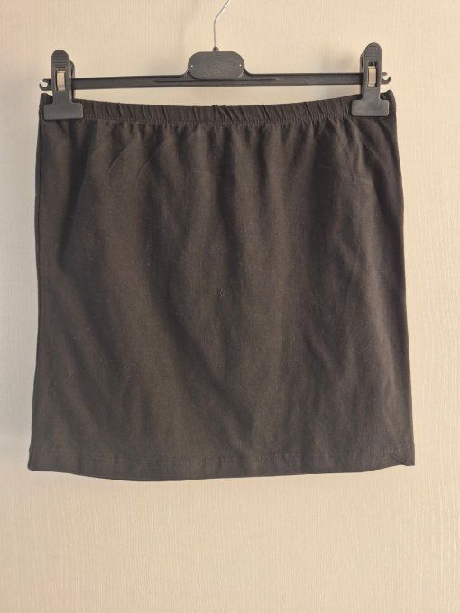 Mini-jupe tube noire extensible en jersey de coton, Taille M