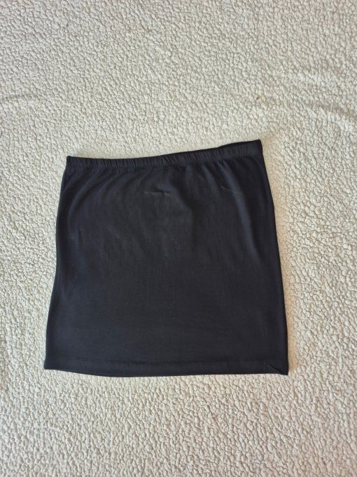 Mini-jupe tube noire extensible en jersey de coton, Taille M