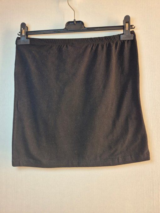 Mini-jupe tube noire extensible en jersey de coton, Taille M