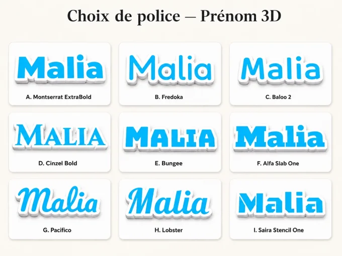 Prénom 3D personnalisé à poser – PLA+ 22 cm