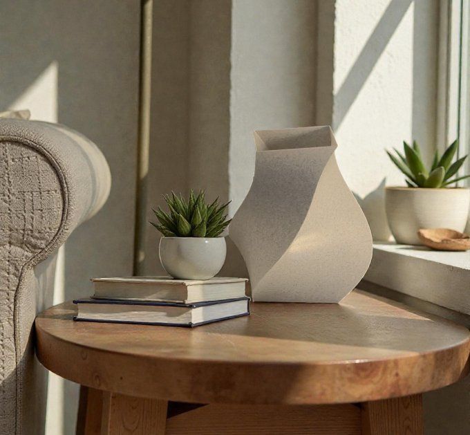 Vase design torsadé moderne – Fichier STL & 3MF
