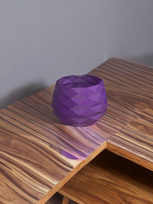 Cache pot géométrique facetté moderne – Fichier STL & 3MF