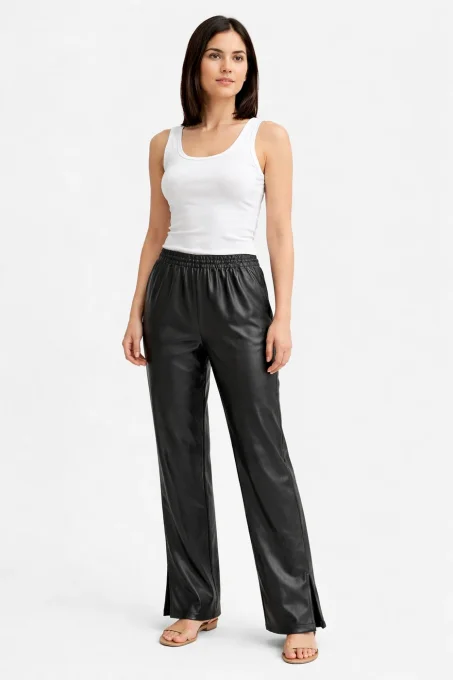 Pantalon femme noir effet cuir à fentes Weightless Laura – taille M