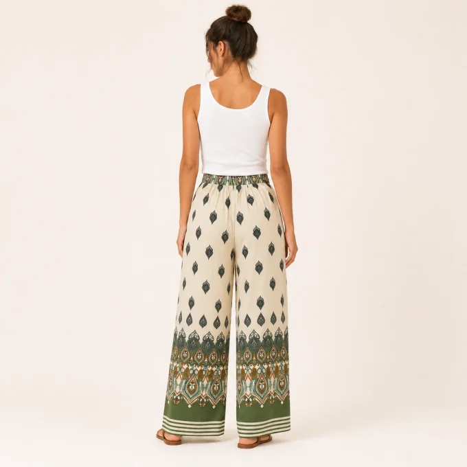 Pantalon femme fluide imprimé Y&D – coloris au choix
